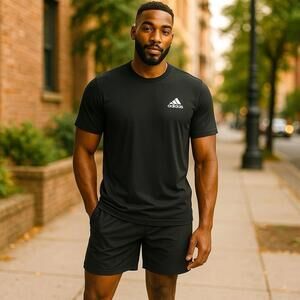 Adidas Men’s Black Aeroready Designed to Move Feelready Sport T-Shirt NWT